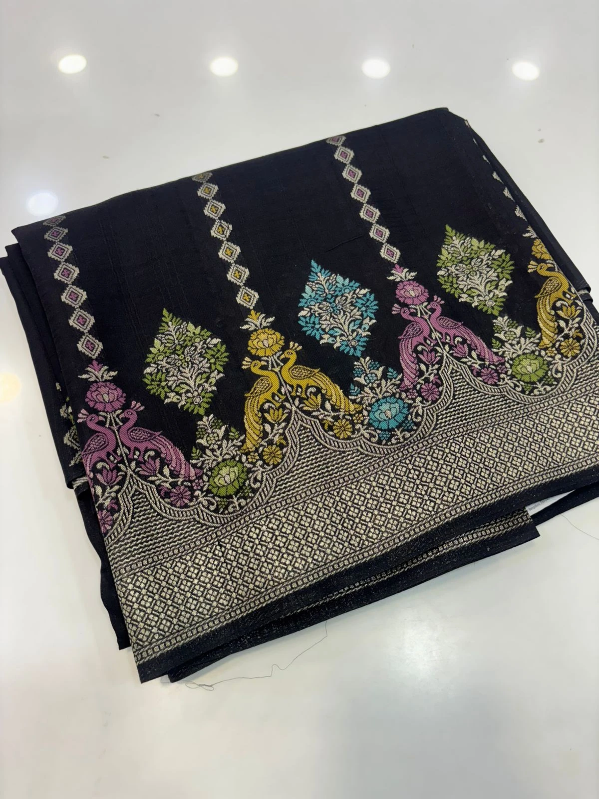 Black Moonga silk meena weaving