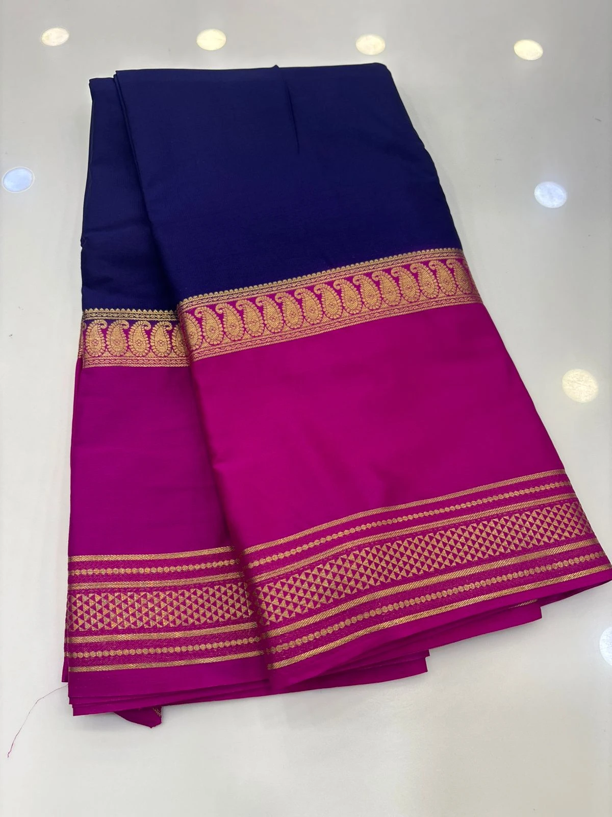 Blue SEMI CRAPE 2D BENTEX border