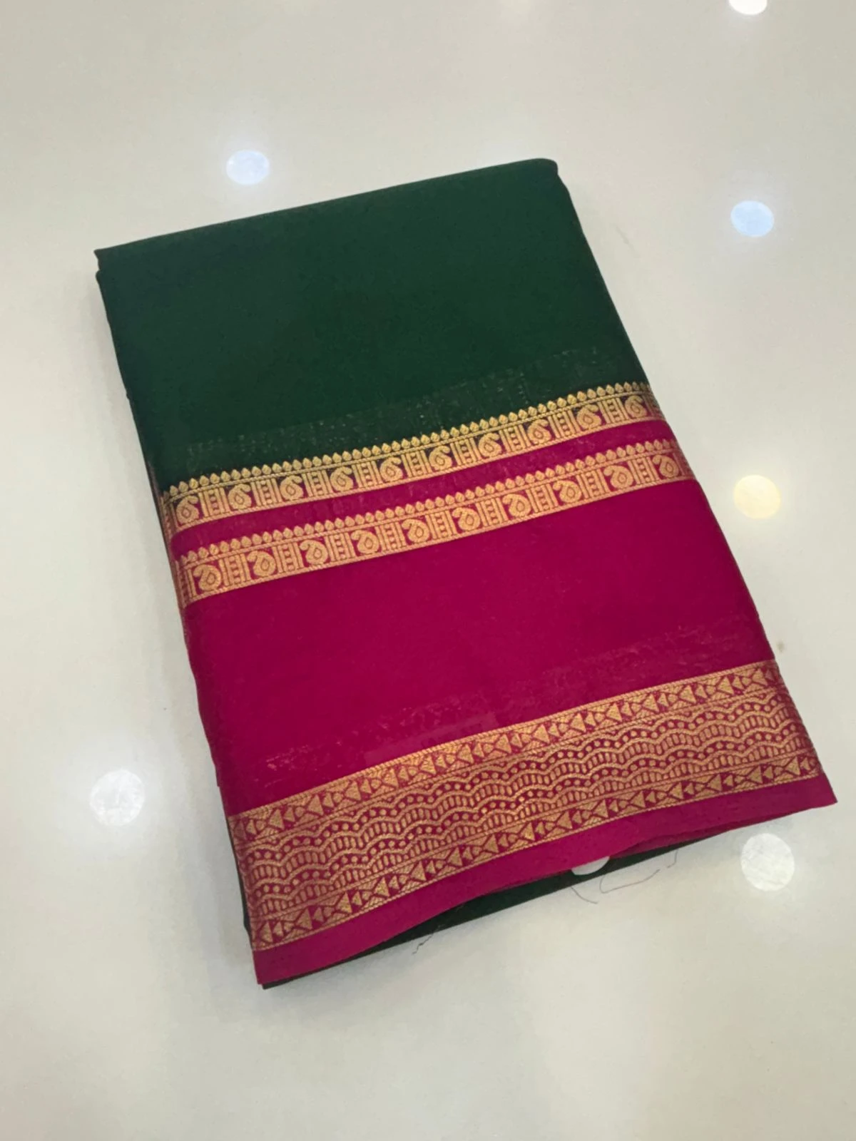 Bottle green SEMI CRAPE 2D BENTEX border