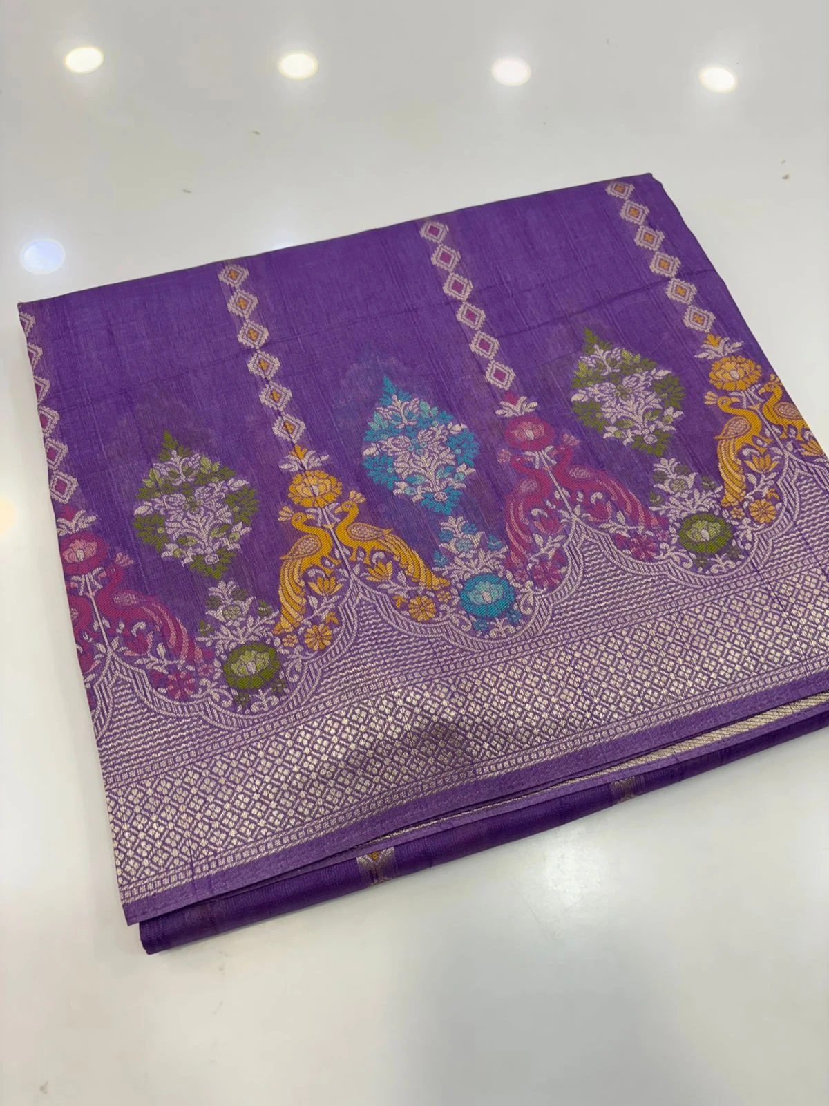 Lavender Moonga silk meena weaving