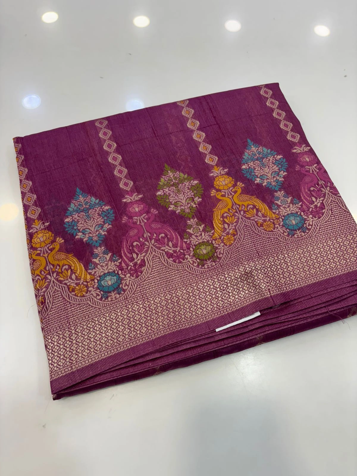Onion pink Moonga silk meena weaving
