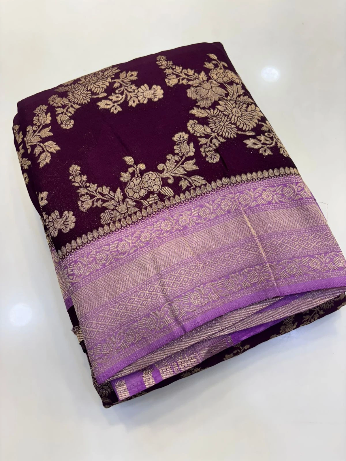 Purple Banarasi Georgette