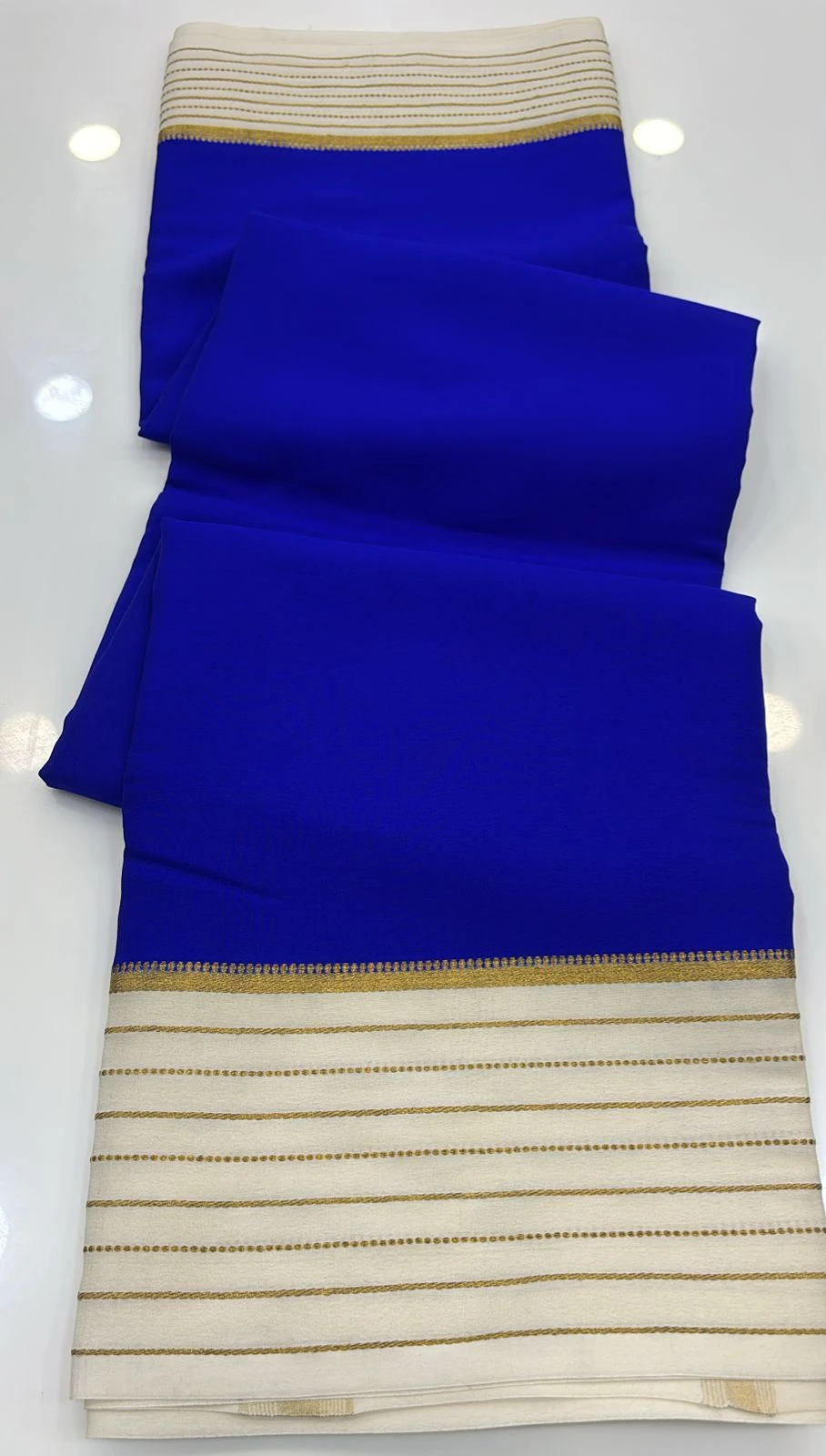 Royal blue Pure Mysore crape silk