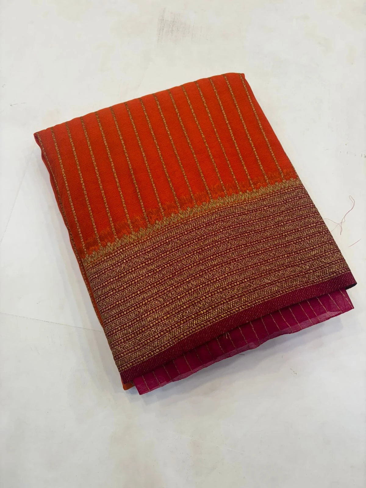 Orange Banarasi Khaddi Georgette