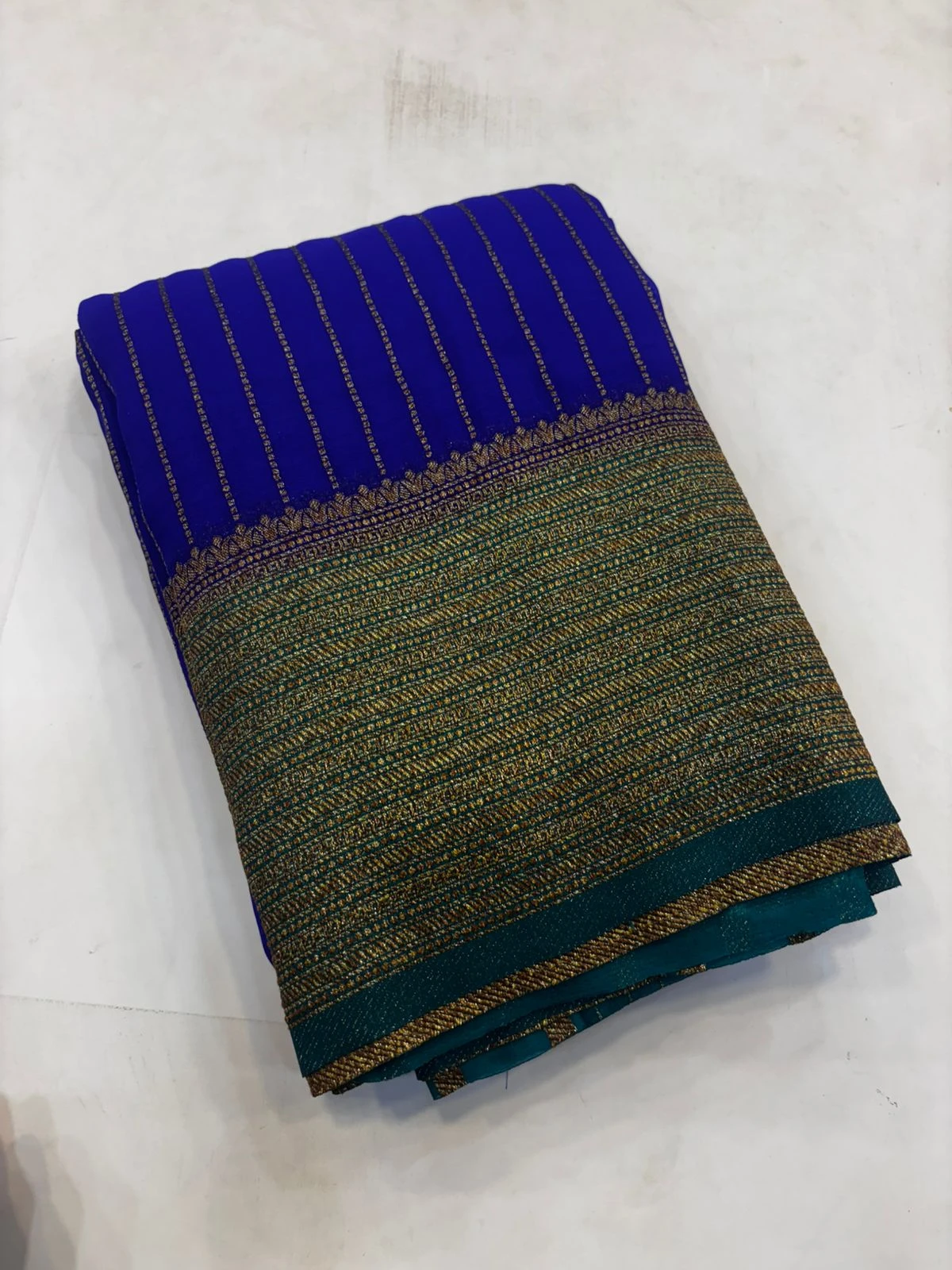Royal Blue Banarasi Khaddi Georgette