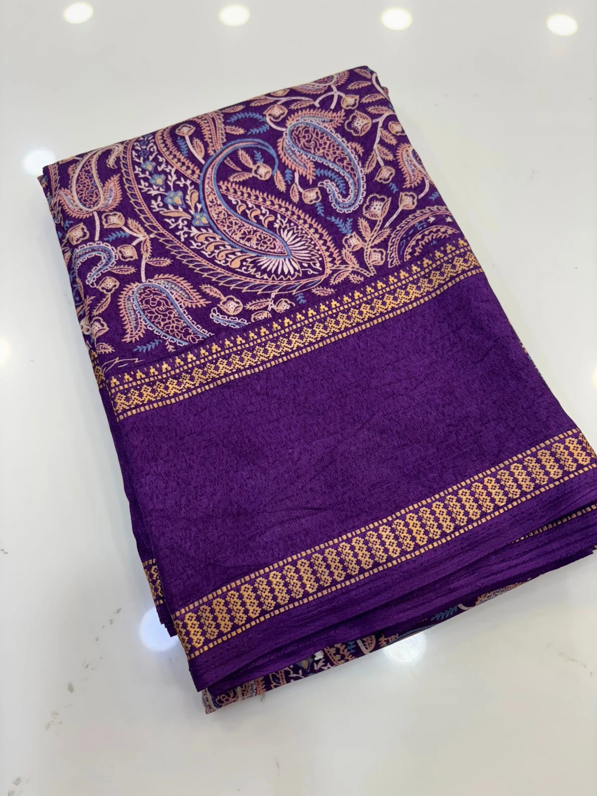 Purple Soft Kalamakari Print Bentex Border