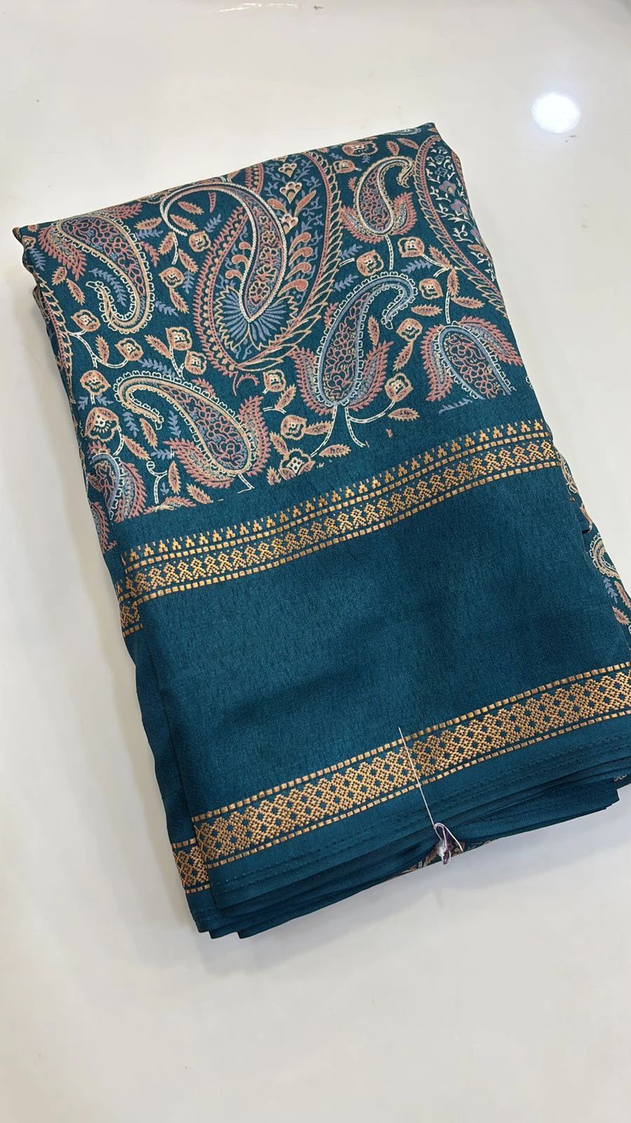 Rama green Soft Kalamakari Print Bentex Border