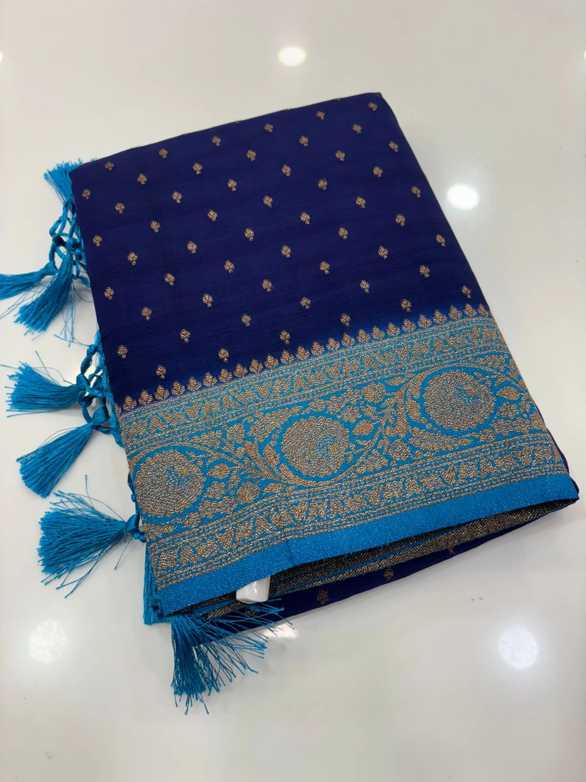 Blue Ananda  Banarasi Georgette