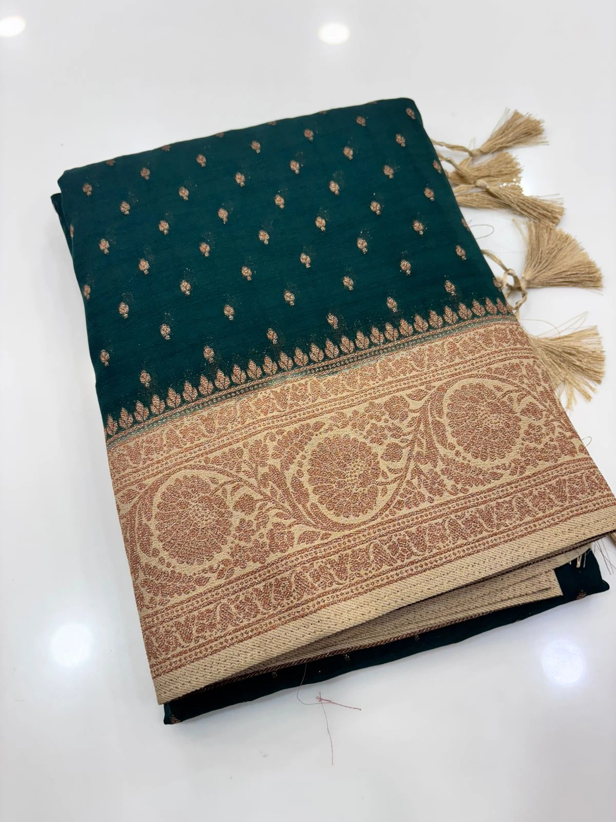 Bottle Green Banarasi Georgette