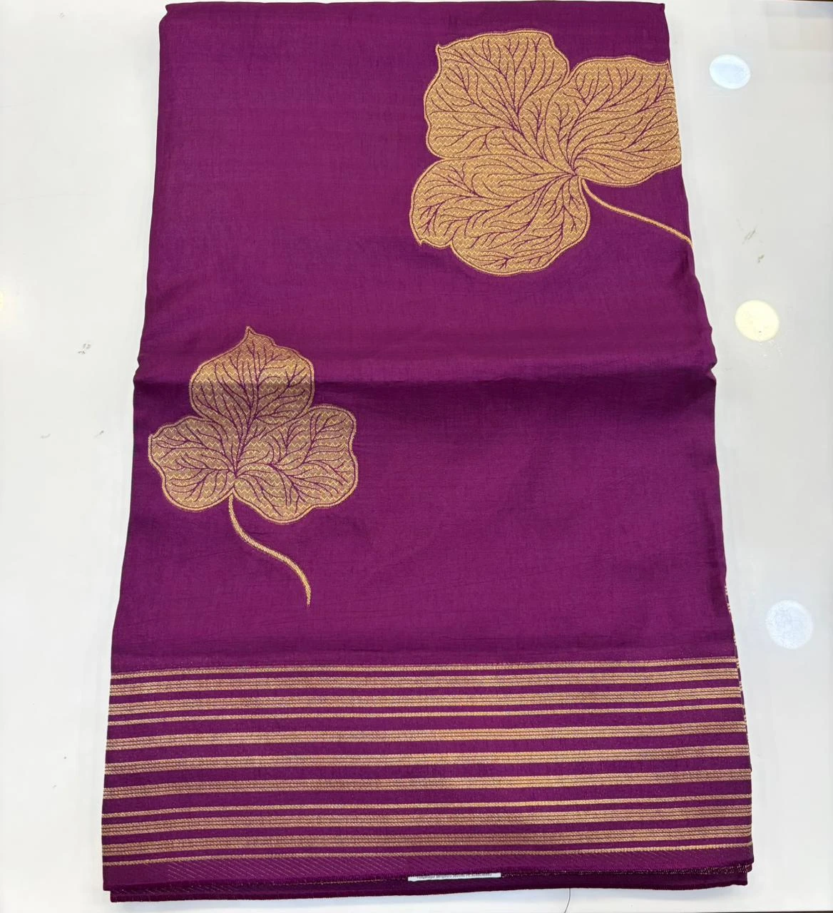 Magenta & Silver Leaf Motifs