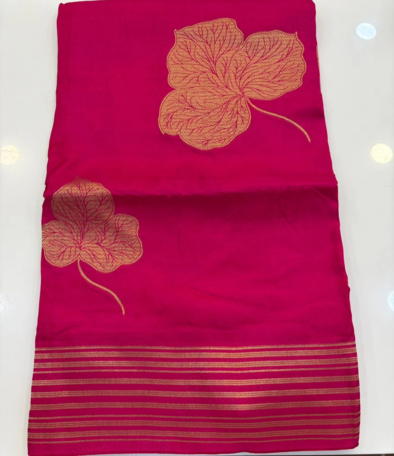 Rani Pink Gold & Silver Leaf Motifs