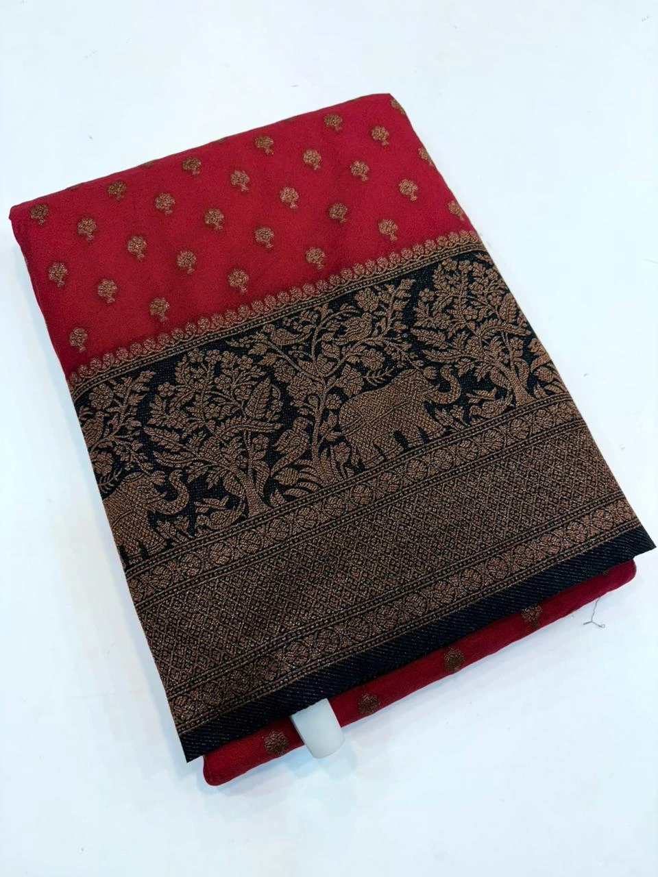 Red Black Banarasi Khaddi Georgette