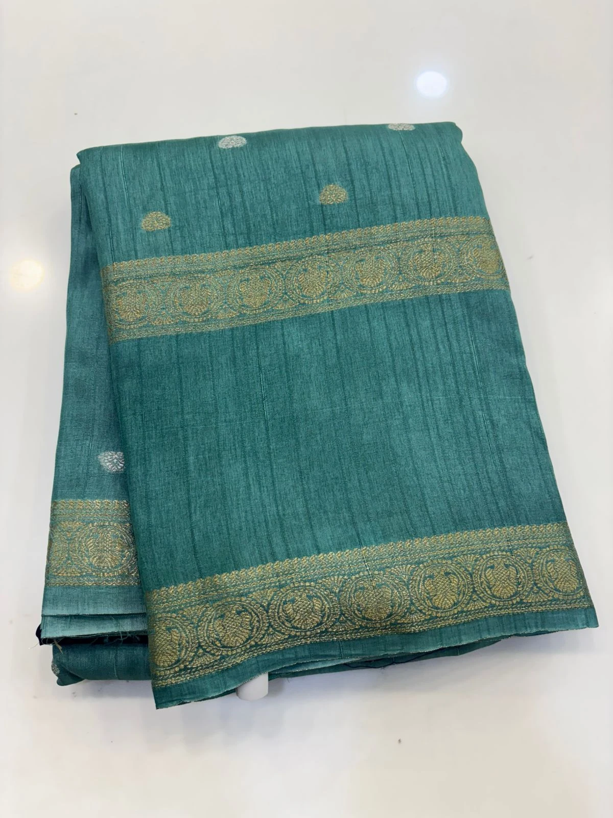 Teal Blue Viscose Gandaberuda Bentex