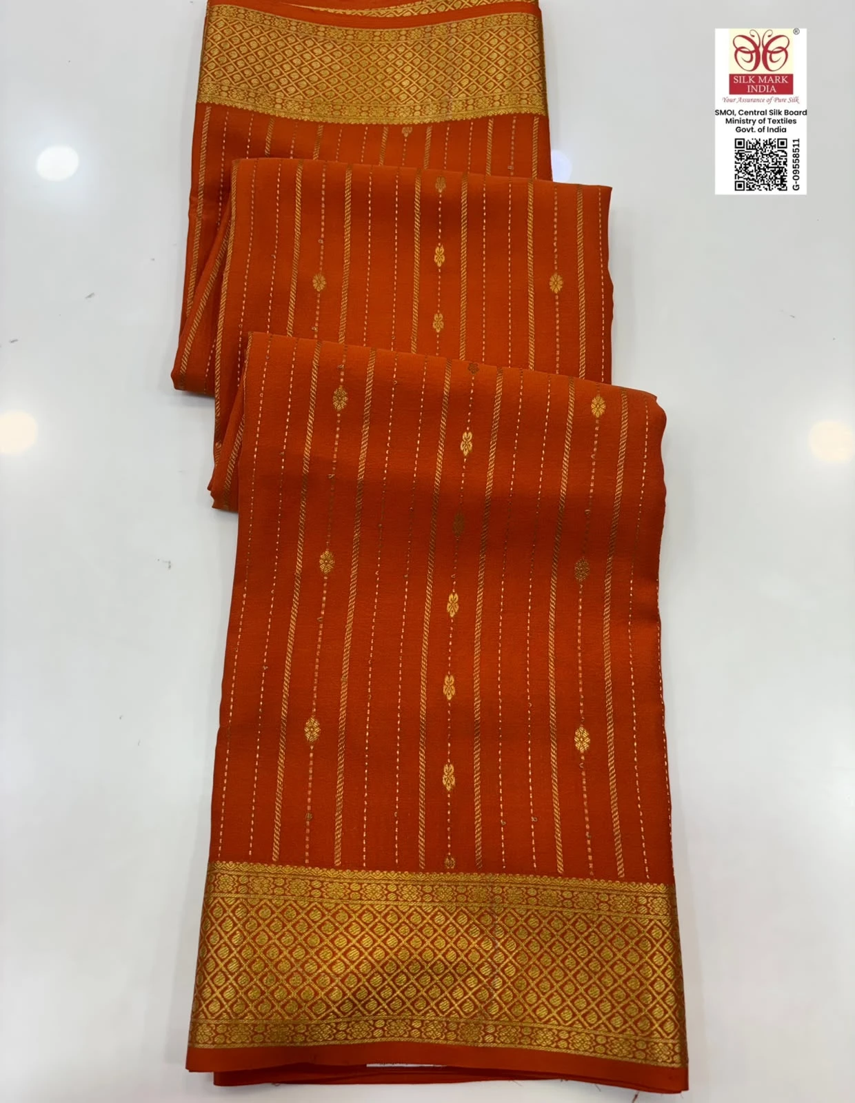 Orange Aishwarya Stripes Rich Pallu