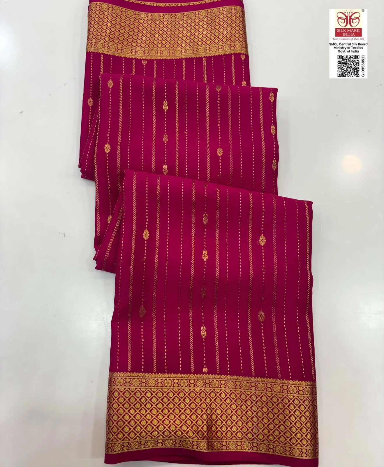 Rani Pink Aishwarya Stripes Rich Pallu