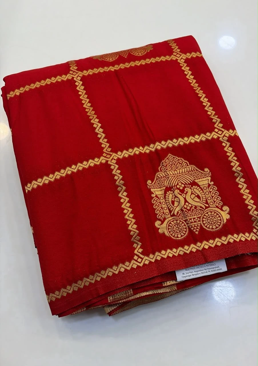 Red Peacock Chariot Jari Checks