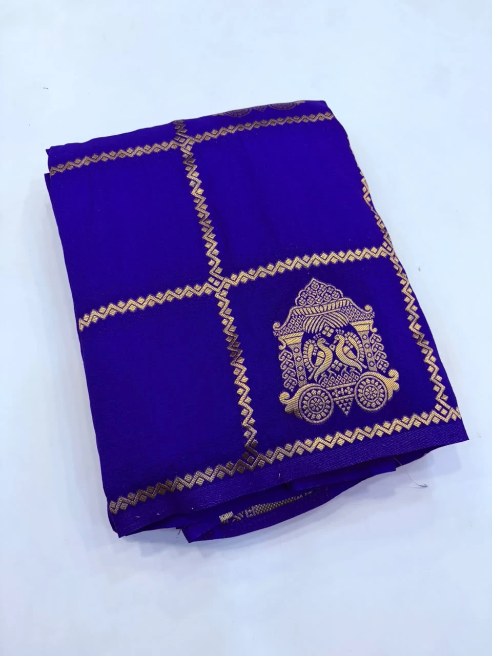 Royal Blue Peacock Chariot Jari Checks